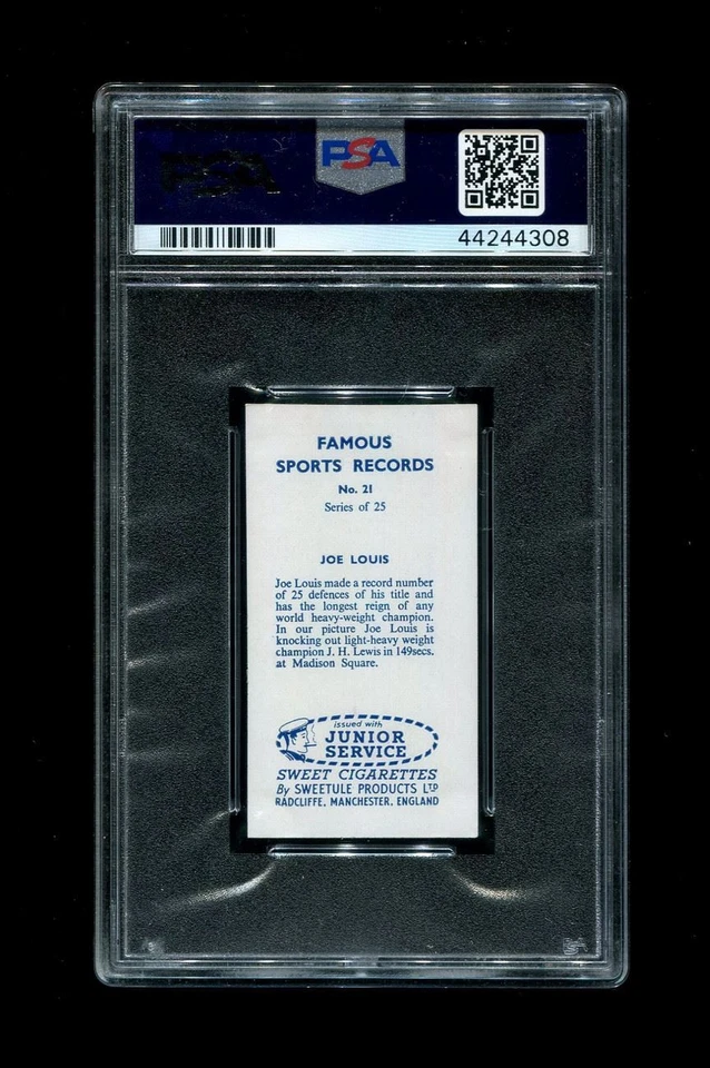 1957 JOE LOUIS SWEETULE #21 FAMOUS SPORTS RECORDS PSA 8 - Image 2 of 2