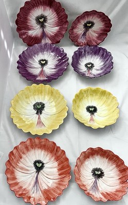 Set of FOUR Fitz & Floyd April Flowers Pansy 8 Plates & 6  Bowls Never Used