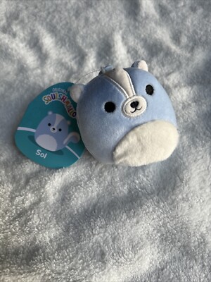 Squishmallows ''SOL'' The Periwinkle Skunk, Clip-on,  Plush Toy NWT