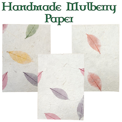 Büttes Maulbeerpapier 3 x A4 6 x A5 Blatt Kunst/Basteln/Decoupage/getrocknete Blätter