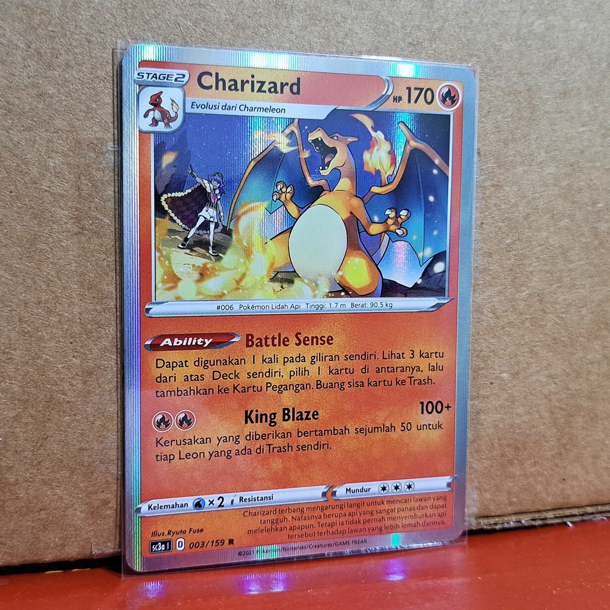 Charizard 003/159 R SC3a Rare Holo Koleksi VMAX Berkilau Pokemon