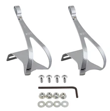Classic Bicycle MKS Chrome Steel Toe Clips Medium Pair NJS App. With Hardware