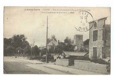 51 SUIPPES RUE BUIRETTE GAULARD ET PLACE DE L HALL DE VILLE GUERRE 1914