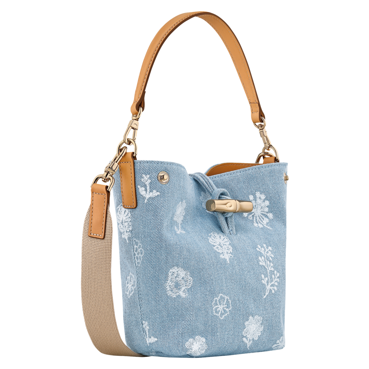 Longchamp Le Roseau XS Artichoke Denim Bucket Bag Crossbody ~NWT