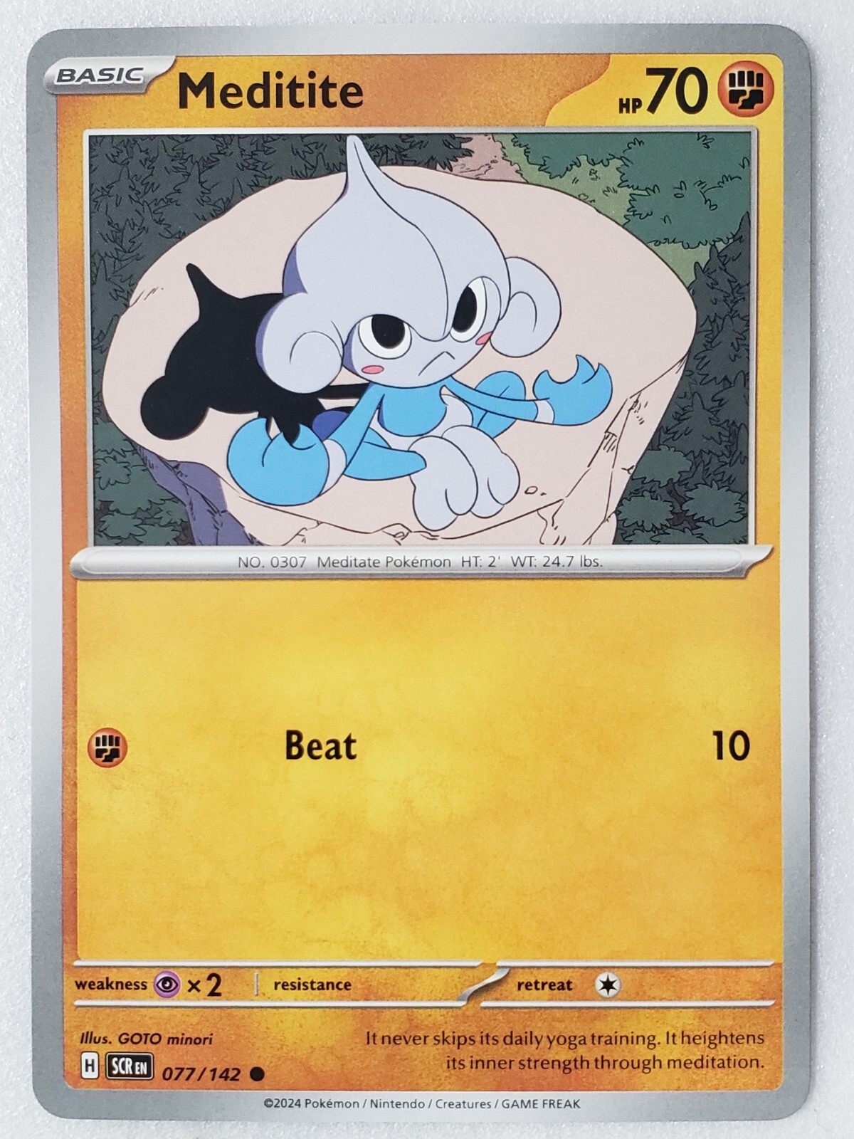 Meditite 077/142 NM / M - Stellar Crown Pokemon Card - $2 Combined Shipping