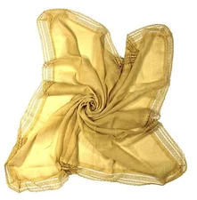 Cotton Blend Solid Color Square Scarves with Lace 39.3"x39.3" Yellow