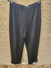 ST JOHN Santana Knit Pants Black Wool Elastic Waist Pull On High Rise SZ 10