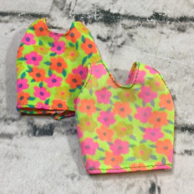 Barbie Brand Tank Tops Lot of 2 Bright 80's Look Floral
