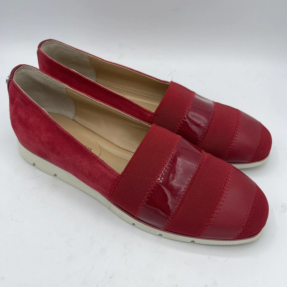 Donald Pliner MAY Rojo Elástico Elástico Imitación Gamuza Planos Talla 7.5 M Mujeres Sin Cordones Foto 2 de 4