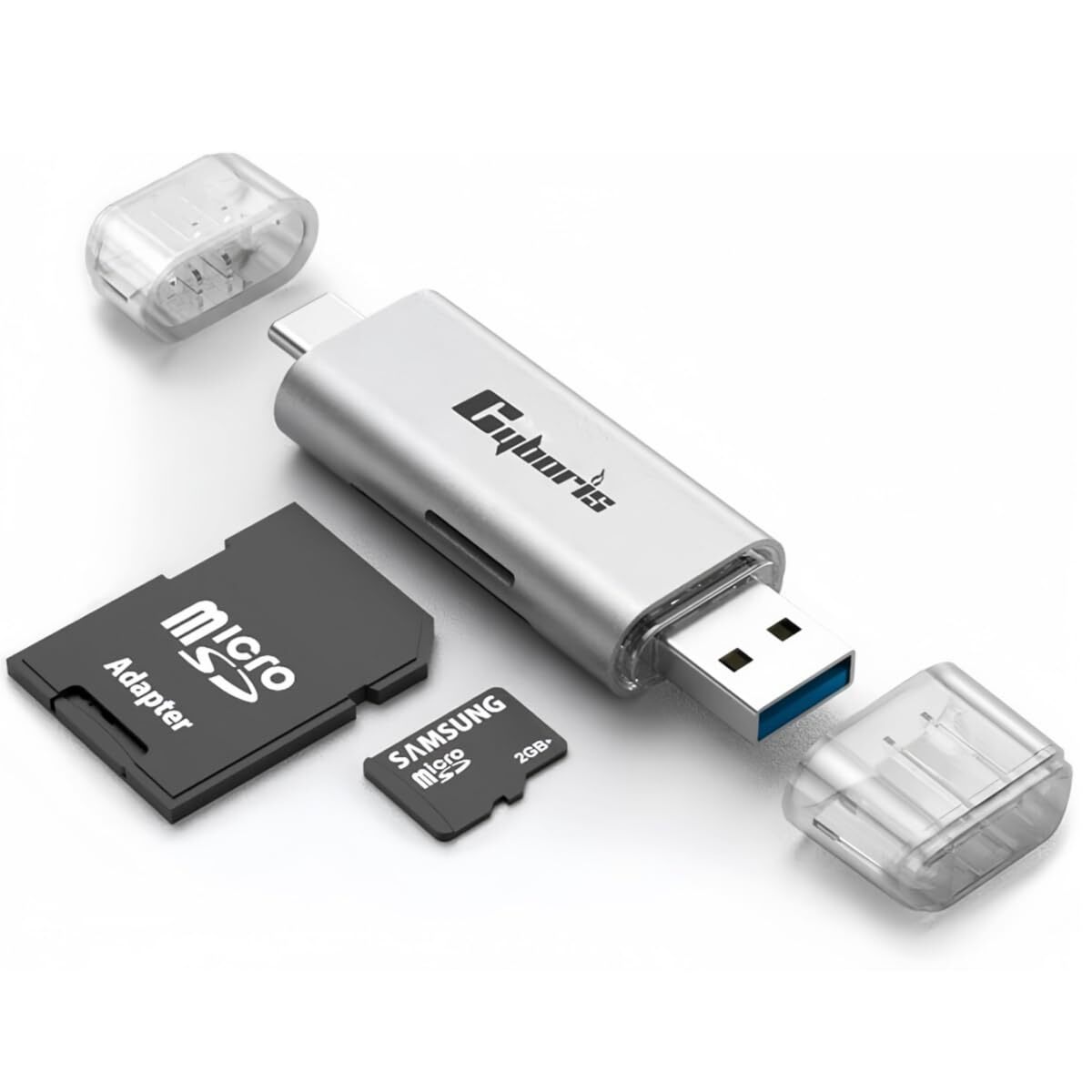 CYBORIS Micro SD Card Reader, USB 3.0 USB-C Memory Card Reader, Aluminum Mult...