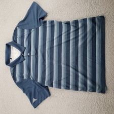 Adidas Shirt Mens Medium Blue Striped Short Sleeve Outdoors Sports Golf Polo