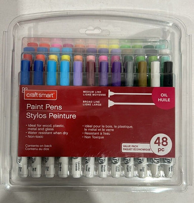 Craft Smart  Medium & Broad Tip Oil Paint Pens 48 pc Assorted Colors 656634 (A4)
