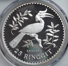 1976, Malaysia. Large Proof Silver 25 Ringgit "Hornbill" Coin. PCGS PR-66 DC!