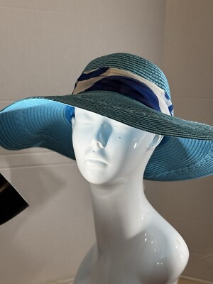 Greek Island Aegean Boutique Women s Teal Sun Hat One Size Packable Wide Brim
