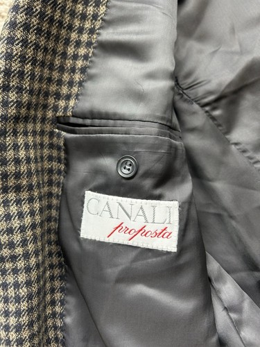 Canali Proposta Mens Wool Lana Cashmere 2 Button Blazer Beige/Black Italy • 54L - Picture 6 of 10