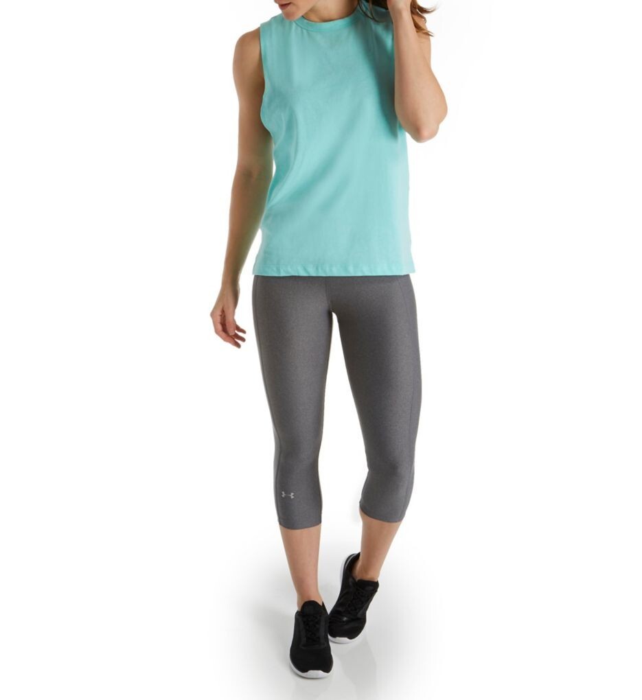 Under Armour Womens Capri Leggings XS Grey HeatGear Compression Cropped Gym Run thumbnail 7