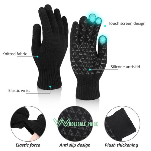 Mens Winter Beanie Hat And Neck Scarf Warmer Touch Screen Gloves Set for Men - Picture 42 of 51
