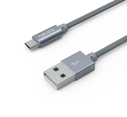 NEVOX MICRO USB KABEL NYLON GEFLOCHTEN - SILBERGRAU - 0.5M