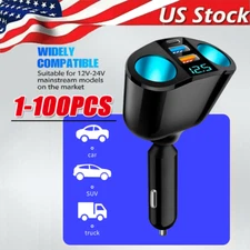 Dual USB Car Cigarette Lighter Socket Splitter Power Adapter Charger Outlet  LOT