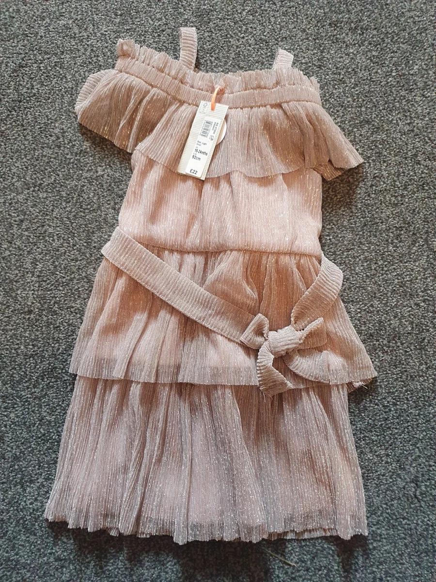 Girls River Island PINK SPARKLY PARTY Dress 18 24 months BNWT