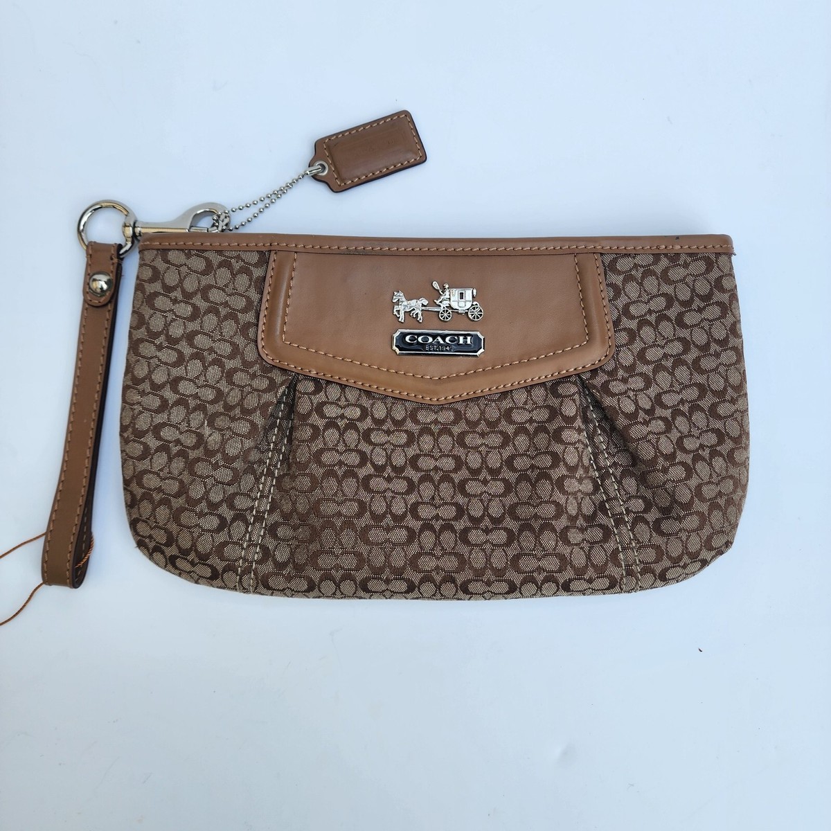 CLASSIC VINTAGE COACH MINI SIGNATURE JACQUARD ZIP POUCH WRISTLET 