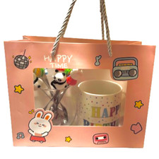 Kraft window paper bag with handles for Xmas/birthday gifts 6 bags per pack 