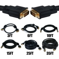 3 6 10 15 25 35FT DVI-D Dual Link Video Cable Monitor PC Laptop HDTV 1080p 24AWG