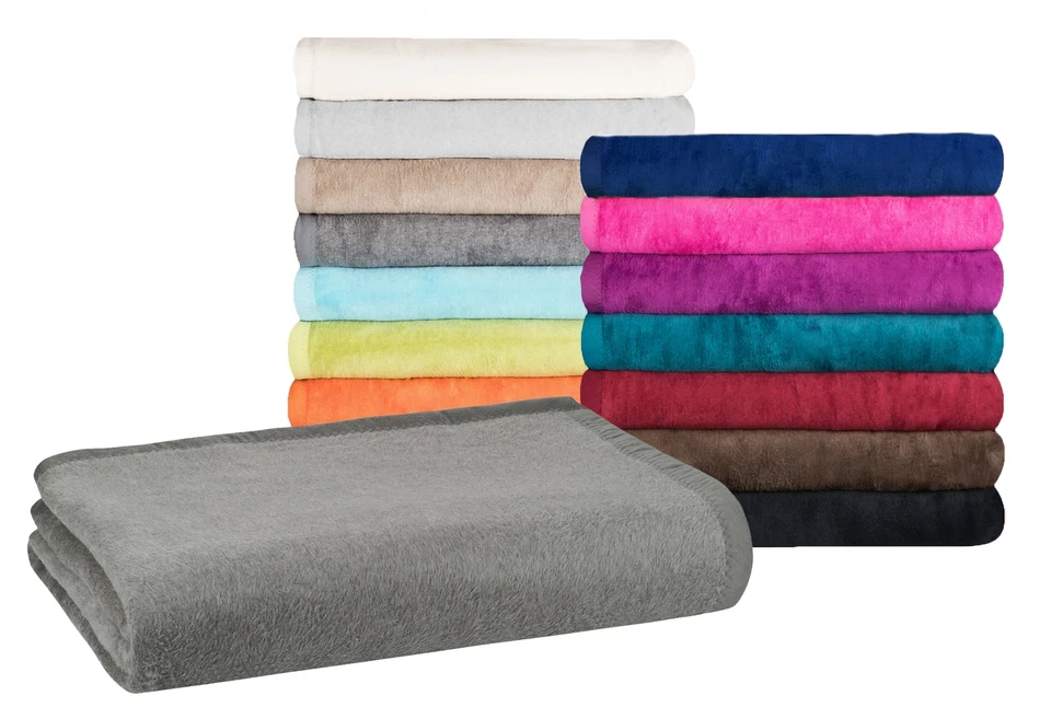 Kuscheldecke 220x240cm Wolldecke einfarbig uni Decke Baumwollmix MOON Classic - Bild 1 von 1
