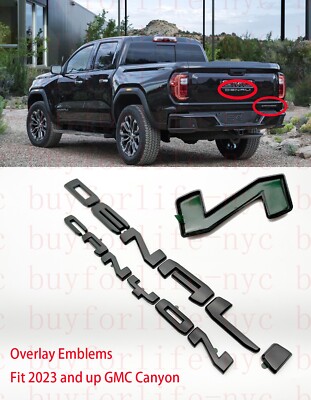 Matte Black Overlay Emblem Badges Kit  Fit 2023 2024 GMC Canyon Denali Tailgate