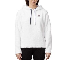 Fila Women's Josephine Sherpa Embroidered Logo Crop Hoodie White Sz XS NWT