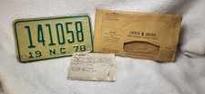 Vtg Harley Davidson North Carolina M/C License Plate With Original Registration 
