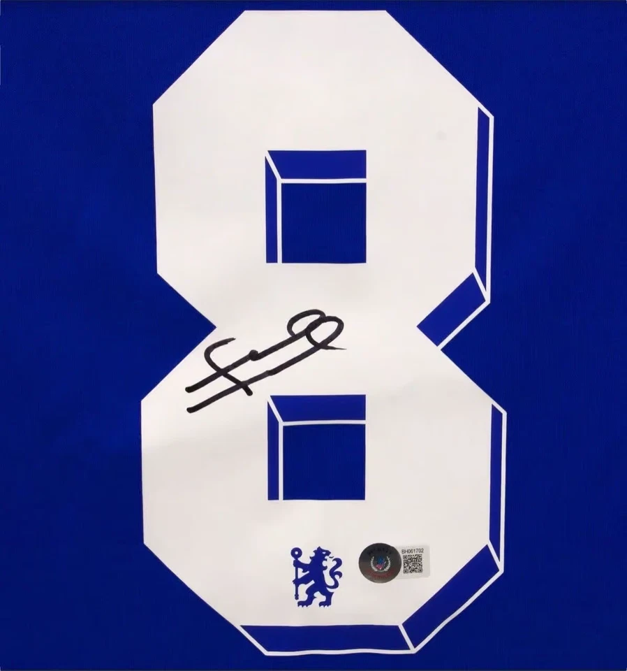 Camiseta de fútbol firmada por Frank Lampard Chelsea Champions League #8 con certificado de autenticidad Beckett Foto 2 de 4