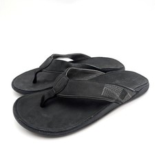 OluKai Tuahine Waterproof Flip Flop Sandals Men's Black Size USM9 EU42