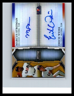 2011 Bowman Sterling Marcus Stroman Erich Weiss Dual Autograph Auto Gold #/50