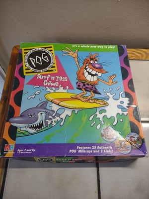 1995 Official World Pog federation Surf'N Toss Game Milton Bradley Complete