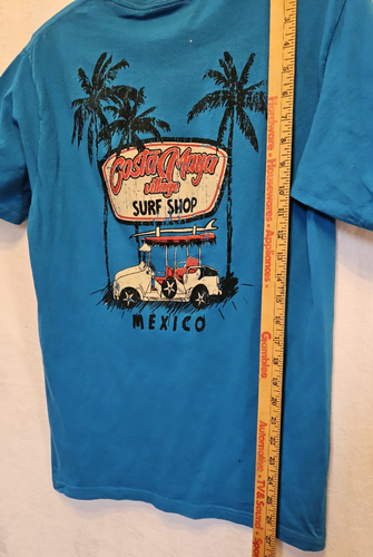 Surf Shop T-shirt Size Men's Small Costa Maya Village Mexico Blue - Picture 4 of 4