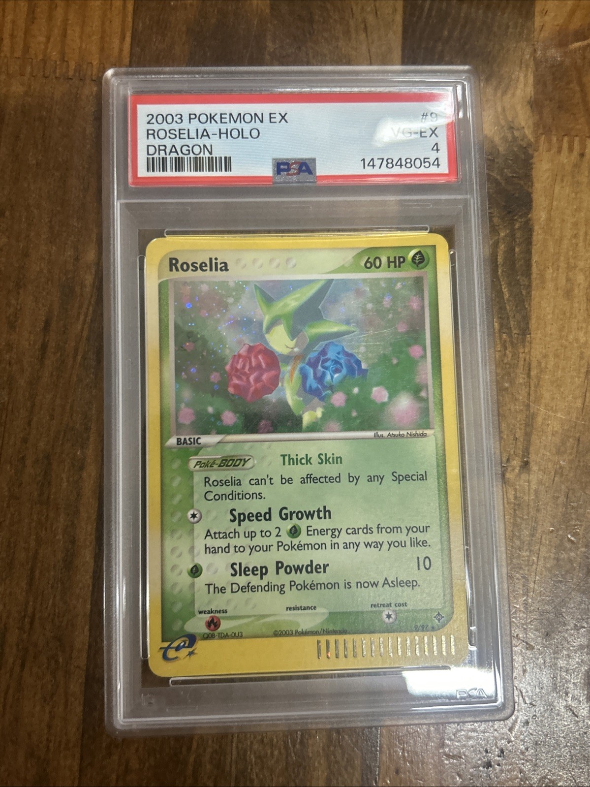 GRADED PSA 4 2003 Pokemon Ex Roselia-Holo Dragon #9