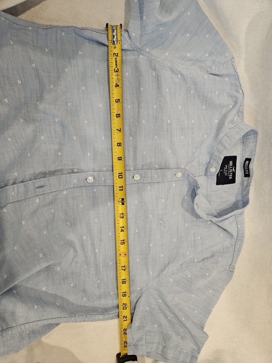 Hollister California Epic Flex Muscle Fit Light Blue Short Sleeve Shirt L View 5