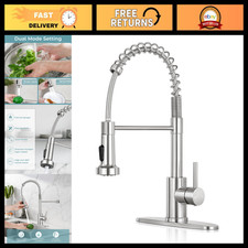 Brushed Nickel Kitchen Faucet with Pull Down Sprayer, Modern Design, Easy Instal