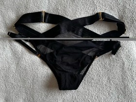 bordelle signature panelled suspender brief, black, size S