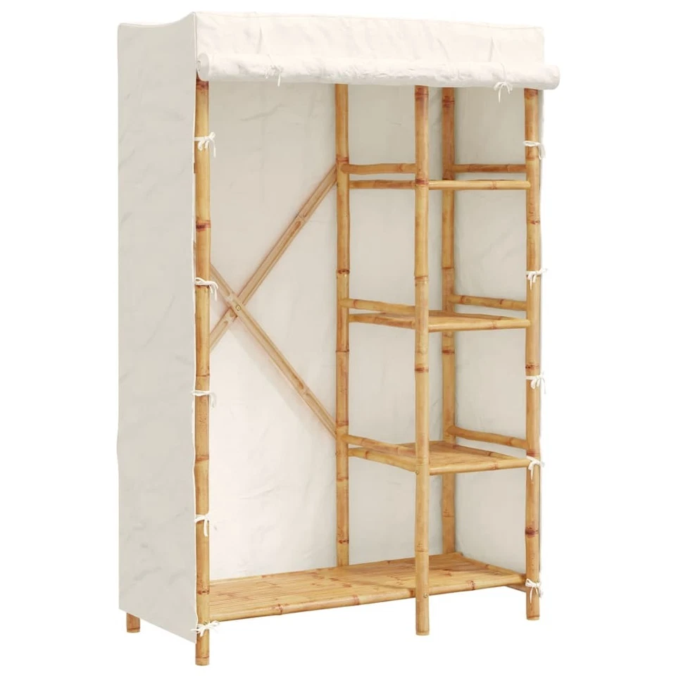 Garde-robe 110x45x170 cm bambou armoire de rangement vidaXL - Photo 2/4