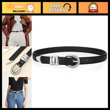 Skinny Leather Belt for Women - Fashionable Waist Belt for Jeans Dresses, Gold