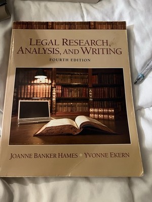 Legal Research Analysis & Writing 4th Ed Hames Ekern LAW TEXTBOOK