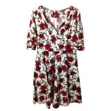 Unique Vintage Floral Fit & Flare Midi Dress Pinup Retro Style NWT XL 14