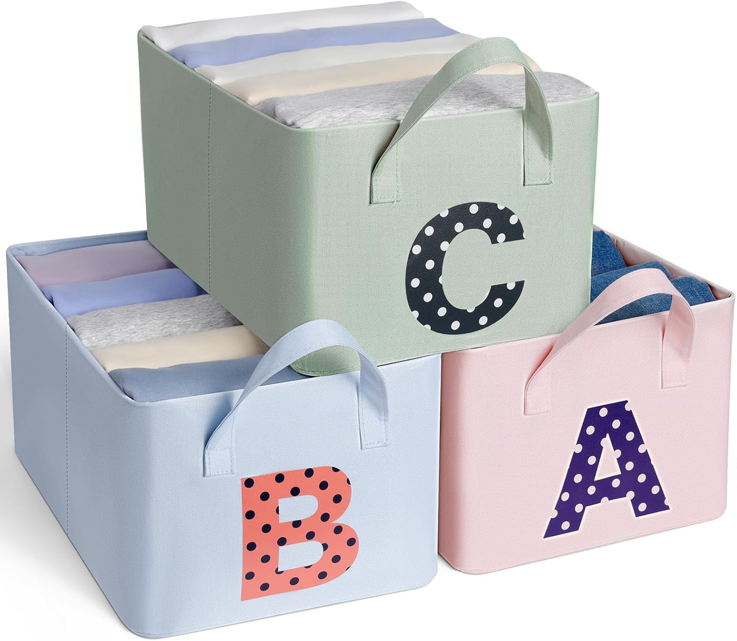 Scatole Portaoggetti Tessuto Oxford Set 3 Contenitori Armadio Rigidi
