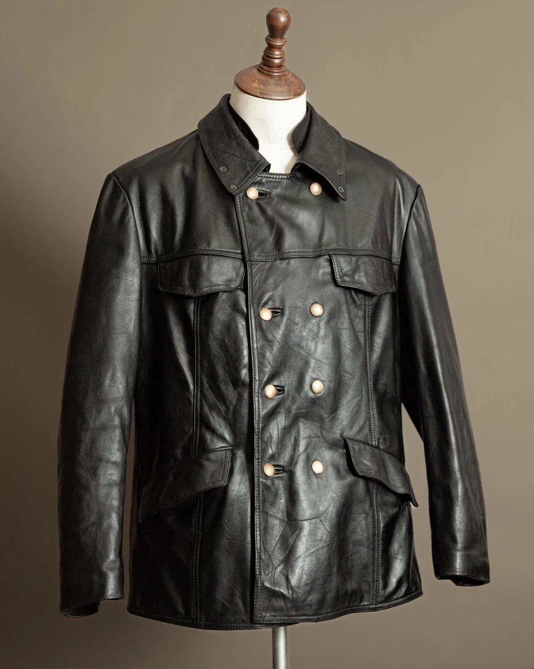 Vintage German Leather Police Patrol Motorcycle Jacket - Large (44) - Image 2 of 4