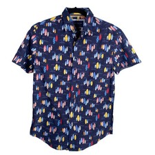 Denim & Flower Ricky Singh Camicia Hawaiana Piccolo Slim Tavole da Surf Blu Navy
