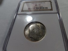 W67 Great Britain 1907 Silver Shilling NGC MS-63 Nice Toning