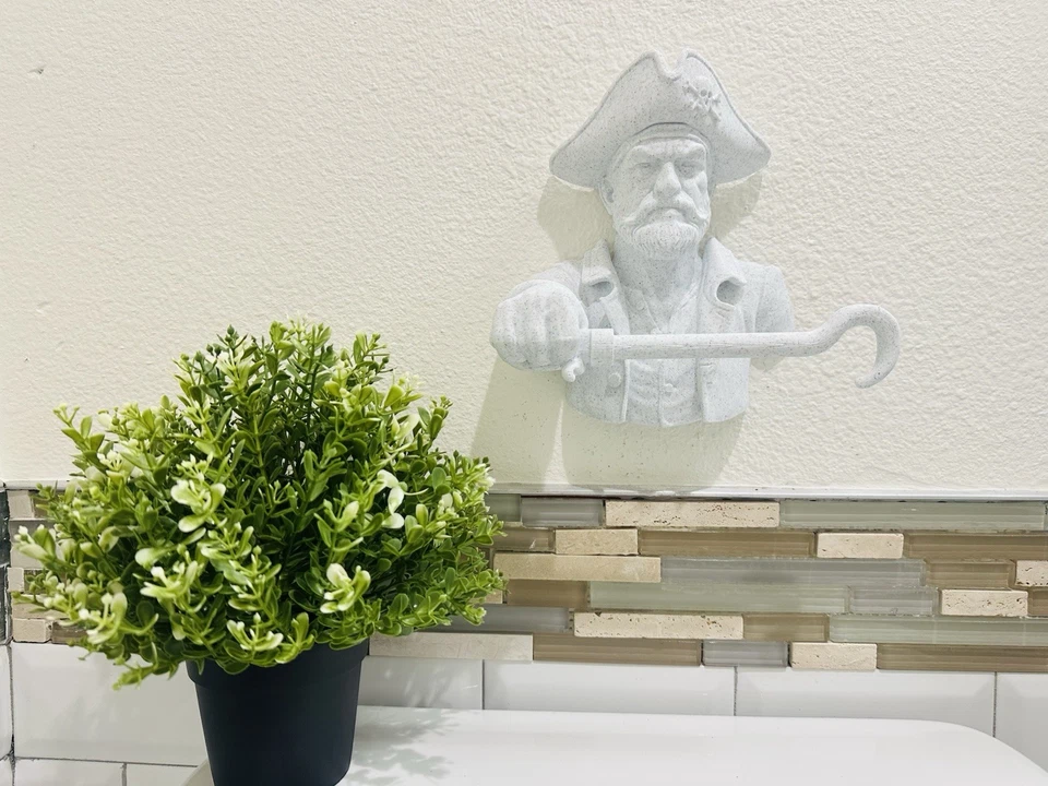 Toallero pirata montaje en pared - baño náutico decoración escultura costera arte Foto 2 de 4