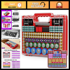 Ultra-Large Battery Organizer Storage Box with Tester, Holds 262 AA AAA C D 9V